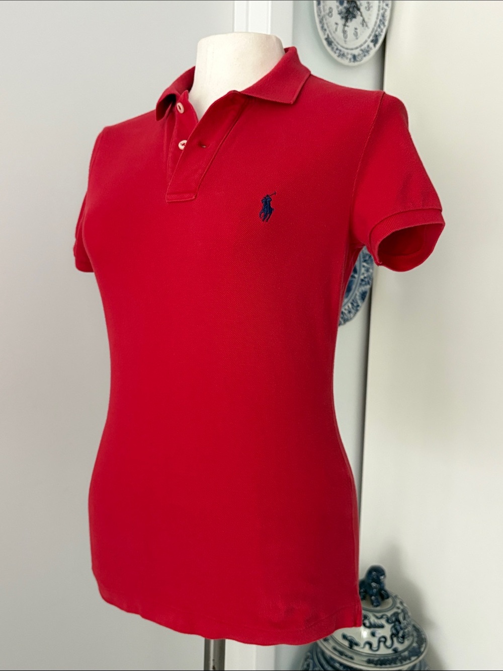 Ralph Lauren X SMU Red Polo Shirt with Navy Embroidered Polo Pony